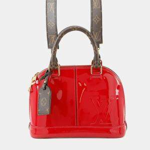 Pre Owned Louis Vuitton Alma Scarlet Monogram Vernis Leather Size Bb