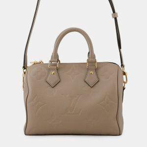 Pre Owned Louis Vuitton Speedy Bandouliere Tourterelle Monogram Empreinte Leather Size 25