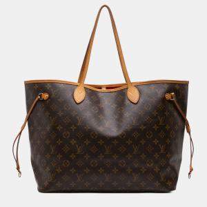 Pre Owned Louis Vuitton Brown Monogram Neverfull GM