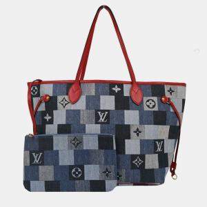 Pre Owned Louis Vuitton Monogram Denim Neverfull MM Shoulder Tote Bag M44981 AR5109