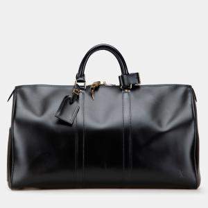 Pre Owned Louis Vuitton Nomade Keepall 50 Black Calf Leather Shoulder Bag
