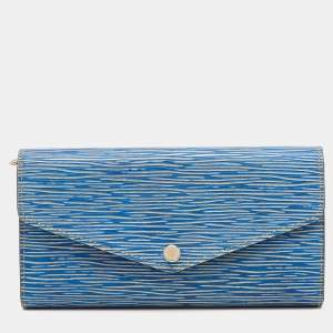 Pre Owned Louis Vuitton Light Denim Epi Leather Sarah Wallet