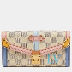Pre Owned Louis Vuitton Damier Azur Canvas Summer Trunks Sarah Wallet