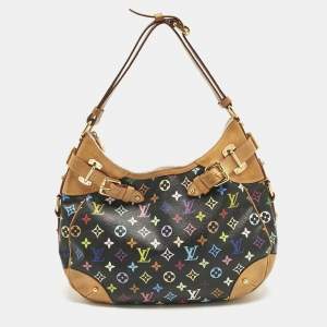 Pre Owned Louis Vuitton Black Multicolor Monogram Canvas Greta Bag