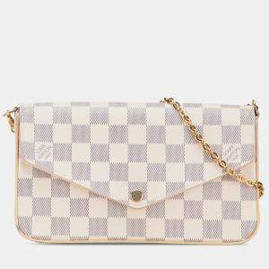 Pre Owned Louis Vuitton White Damier Azur Pochette Felicie