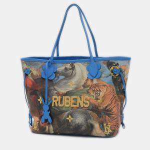 Pre Owned Louis Vuitton Masters Collection Neverfull MM Rubens Blue Coated Canvas Tote Bag