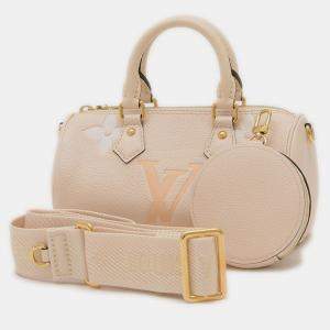 Pre Owned Louis Vuitton Papillon BB Cream, Saffron Monogram Empreinte Leather Shoulder Bag