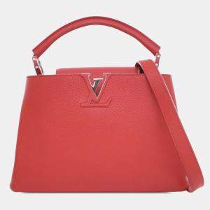 Pre Owned Louis Vuitton Red Taurillon Capucines BB