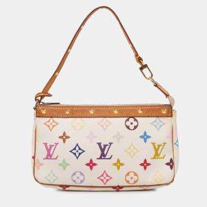 Pre Owned Louis Vuitton White Monogram Multicolore Pochette Accessoires