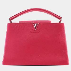 Pre Owned Louis Vuitton Red Taurillon Capucines MM
