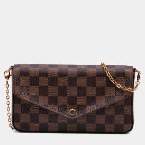 Pre Owned Louis Vuitton Brown Damier Ebene Pochette Felicie