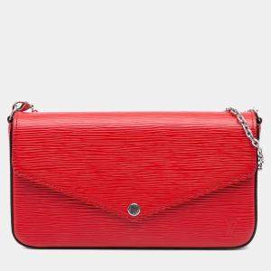 Pre Owned Louis Vuitton Red Epi Pochette Felicie