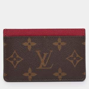 Pre Owned Louis Vuitton Fuchsia Monogram Canvas Card Holder