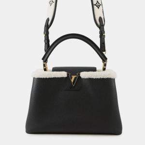 Pre Owned Louis Vuitton Capucines Noir Taurillon Leather Shearling Size MM