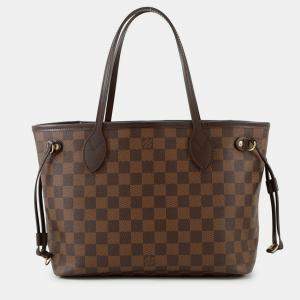 Pre Owned Louis Vuitton Neverfull Red Damier Ebene Canvas Size PM