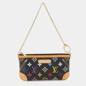 Pre Owned Louis Vuitton Pochette Milla Black Monogram Multicolor PM Handbag