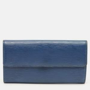 Pre Owned Louis Vuitton Myrtille Blue Epi Leather Sarah Wallet
