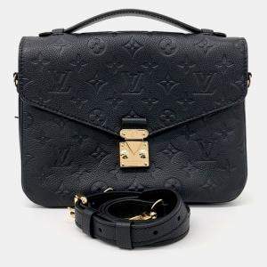 Pre Owned Louis Vuitton Black Leather Empreinte Pochette Metis