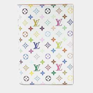 Pre Owned Louis Vuitton Multicolor White Coated Canvas Murakami Passport Wallet