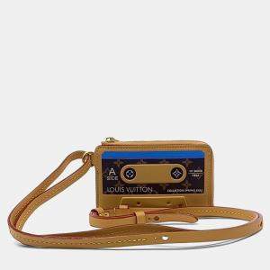 Pre Owned Louis Vuitton Beige Leather Card Holder