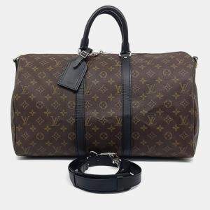 Pre Owned Louis Vuitton Brown Coated Canvas Makassar Keepall 45