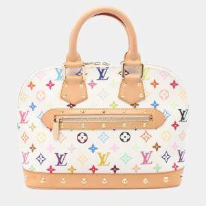 Pre Owned Louis Vuitton White Monogram Multicolore Alma PM