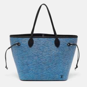 Pre Owned Louis Vuitton Light Denim Epi Leather Neverfull MM Bag