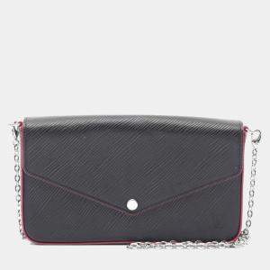 Pre Owned Louis Vuitton Felicie Black Epi Leather Pochette Shoulder Bag 