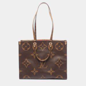 Pre Owned Louis Vuitton Onthego GM Giant Monogram Reverse Canvas Tote Bag