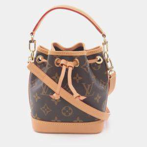 Pre Owned Louis Vuitton Nano Noe Brown Monogram Canvas Handbag