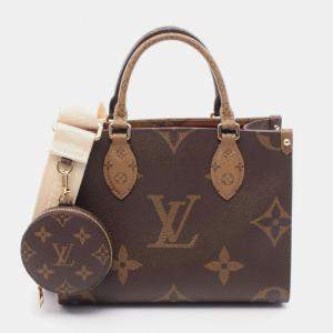 Pre Owned Louis Vuitton  On The Go PM Brown Canvas Tote Bag