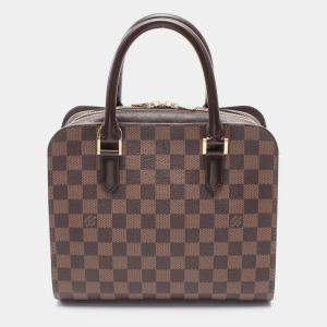 Pre Owned Louis Vuitton Triana Brown Canvas, Leather Satchel Bag