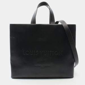 Pre Owned Louis Vuitton Shopper MM Black Leather Tote Bag