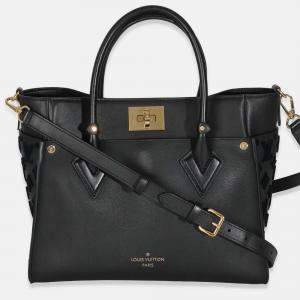 Pre Owned Louis Vuitton Black Calfskin Monogram Tufting On My Side MM