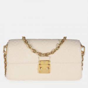 Pre Owned Louis Vuitton Monogram Empreinte Cream Wallet On Chain Metis