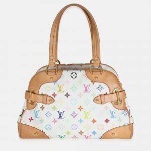 Pre Owned Louis Vuitton White Monogram Multicolor Canvas Claudia