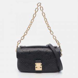 Pre Owned Louis Vuitton Metis East West Pochette Handbag In Monogram Empreinte Leather Black