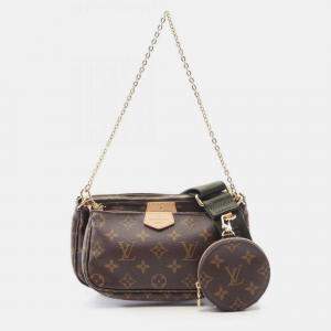 Pre Owned Louis Vuitton Multi Pochette Accessoires Shoulder Bag In Coated Canvas With Monogram Design Brown And Khaki