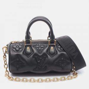 Pre Owned Louis Vuitton Papillon Bb Bubblegram Handbag Leather Black