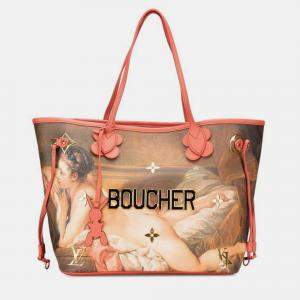 مملوكة مسبقًا Louis Vuitton X Jeff Koons Neverfull Mm Tote Bag Brown And Pink Leather