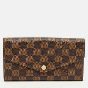 Pre Owned Louis Vuitton Damier Ebene Canvas Sarah Wallet