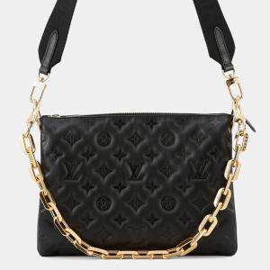 Pre Owned Louis Vuitton Coussin Black Monogram Pattern Lamb Leather PM Crossbody Bag