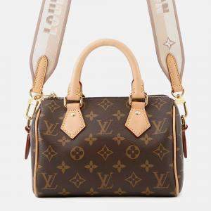 Pre Owned Louis Vuitton Speedy Bandouliere Red/Brown Monogram Size 20