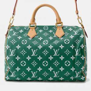 Pre Owned Louis Vuitton Speedy P9 Bandouliere Green/Vert Calf Leather Size 40