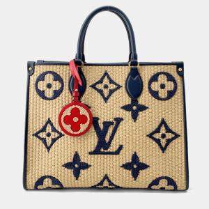 Pre Owned Louis Vuitton Monogram Raffia On-The-Go Tote Bag Mm