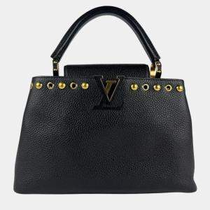 Pre Owned Louis Vuitton Capucines Pm Handbag Shoulder Bag In Black Leather