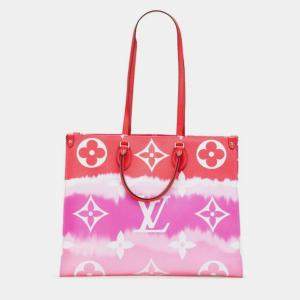 Pre Owned Louis Vuitton Monogram Giant Lv Escale On The Go GM Tote Bag Red Purple Pink Leather