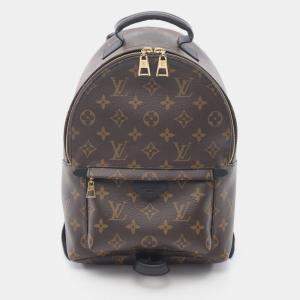 Pre Owned Louis Vuitton Palm Springs Brown/Black Monogram Coated Canvas Leather PM Backpack 