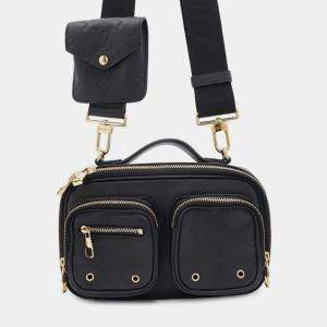 Pre Owned Louis Vuitton Shoulder Bag Calf Leather Utility Crossbody Black