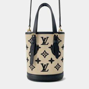 Pre Owned Louis Vuitton Monogram Nano Baguette Shoulder Bag Black